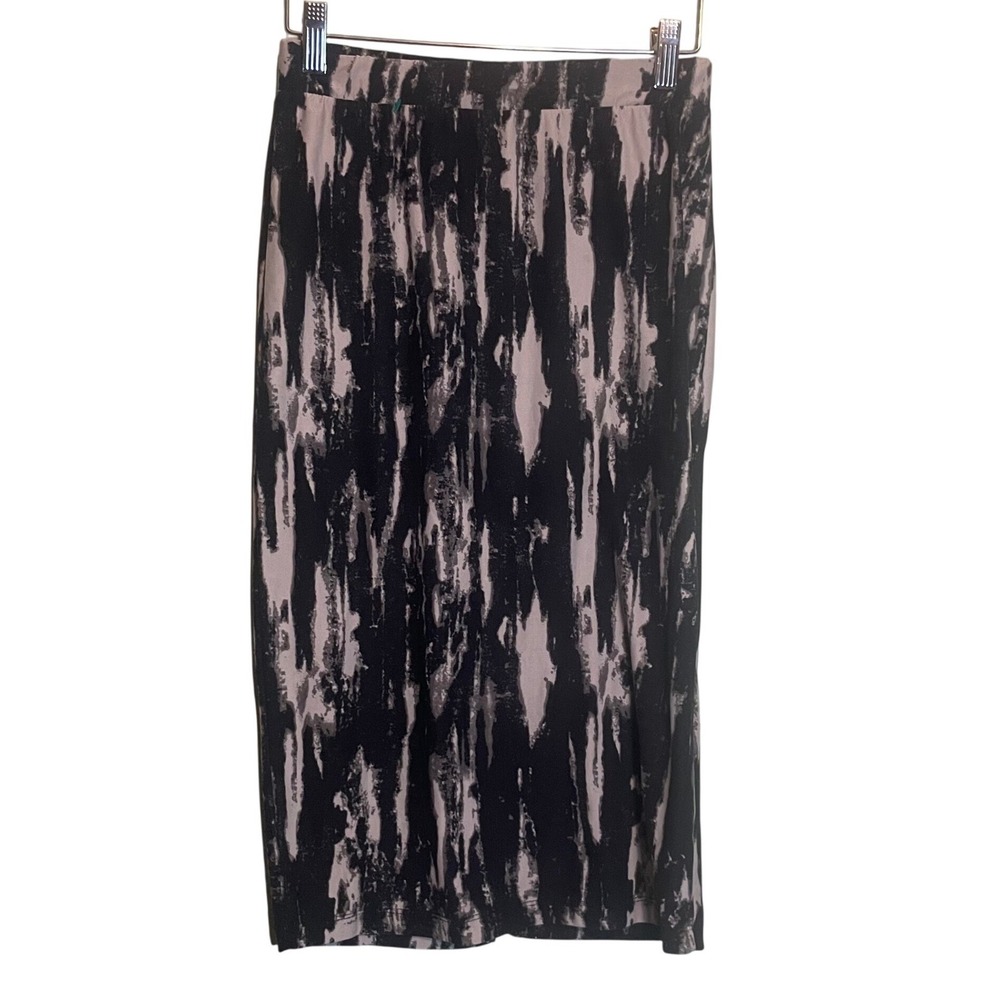 French Laundry Womens Abstract Brushstroke Midi Skirt Black White Small‎ RN63619